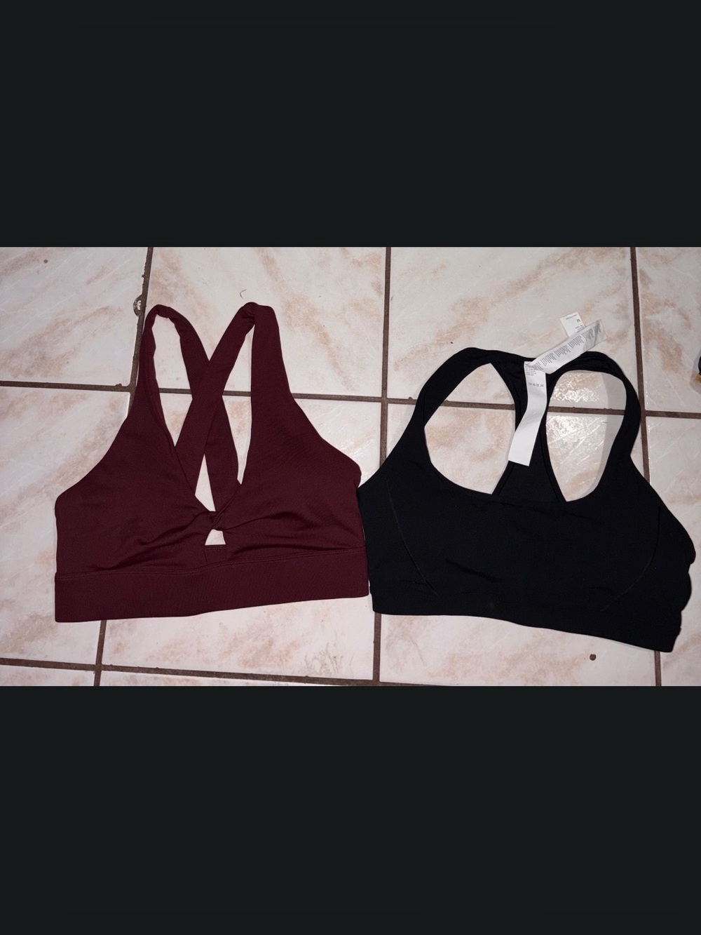 Two Fabletics Maroon Oasis Twist Sports Bra
